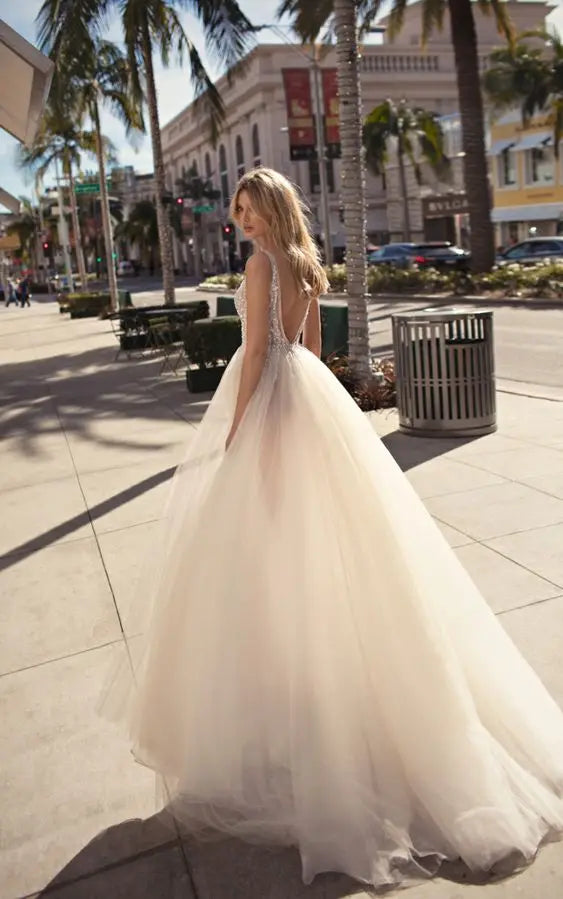 MQTIME - Simple A-line Wedding Dresses 2023 Chiffon Appliques Bride Party Gowns Lace Custom Bridal Robe De Mariee vestido de noiva