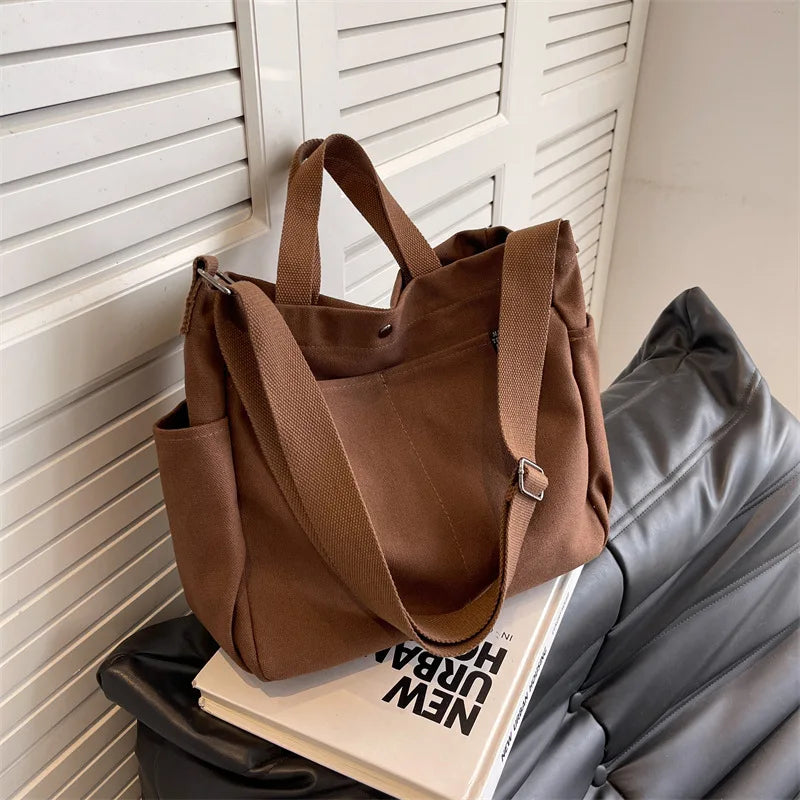 nvxiot Big Handbags Women Canvas Bag Fashion Daily Simple Crossbody Shoulder Bags Female Tote 4 Solid Color Vintage Retro Messenger Bag