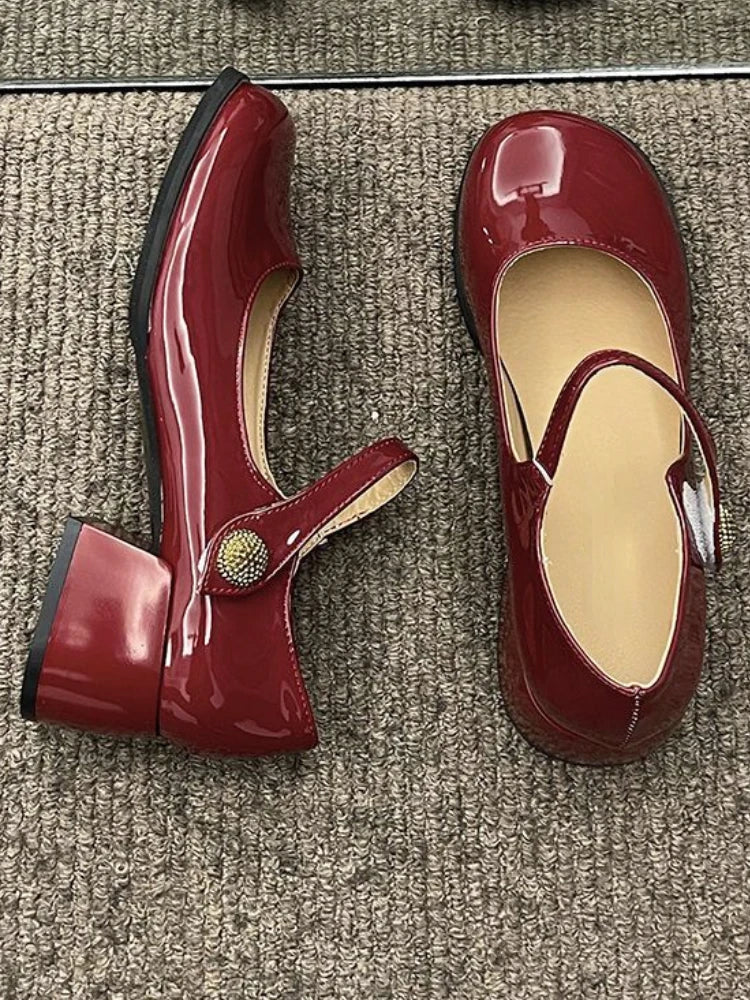 MQTIME - Round Toe Medium Heel Sandals Office Lady Summer Non-slip Casual Comfort Shoes Woman Hollow Pure Color Fashion Shoes Chic