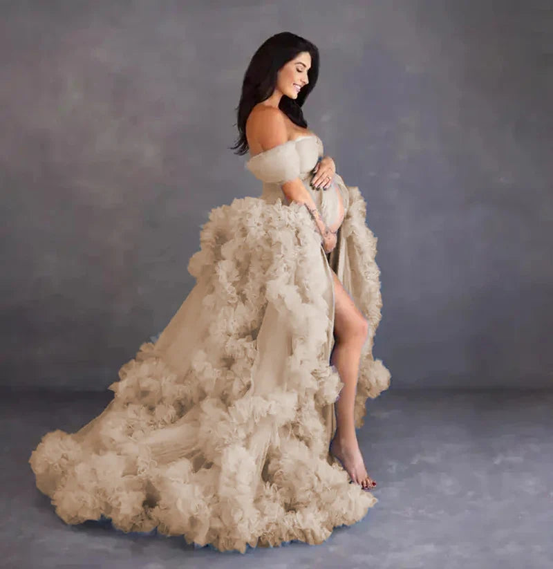 nvxiot - tulle robe photo dress Summer 3d Shoulderless Elegance Maternity Dress for Pregnant Women