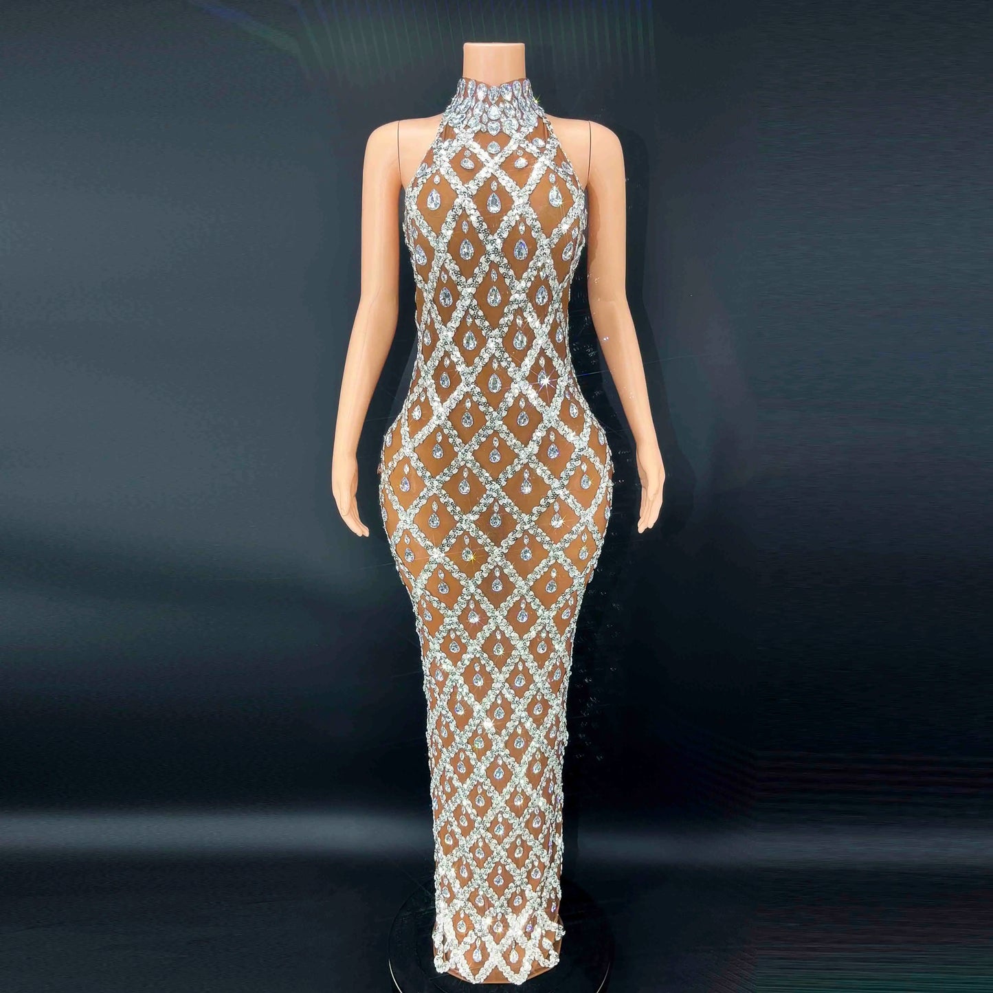 MQTIME - Embellished Maternity dress for pregnancy photoshoot Sexy sparkling Rhinestone Ladies evening sleeveless Dresses