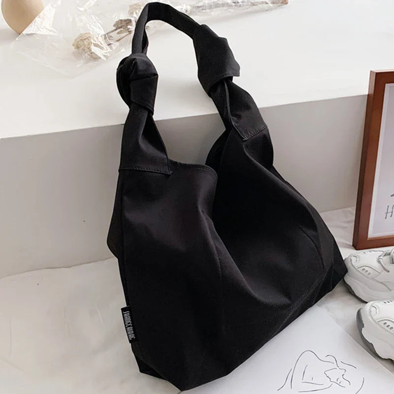 nvxiot Large Capacity Nylon Shoulder Bags Women Tote Casual Style Solid Color Big Handbag Black/White/Green/Blue INS Fashion Female Bag