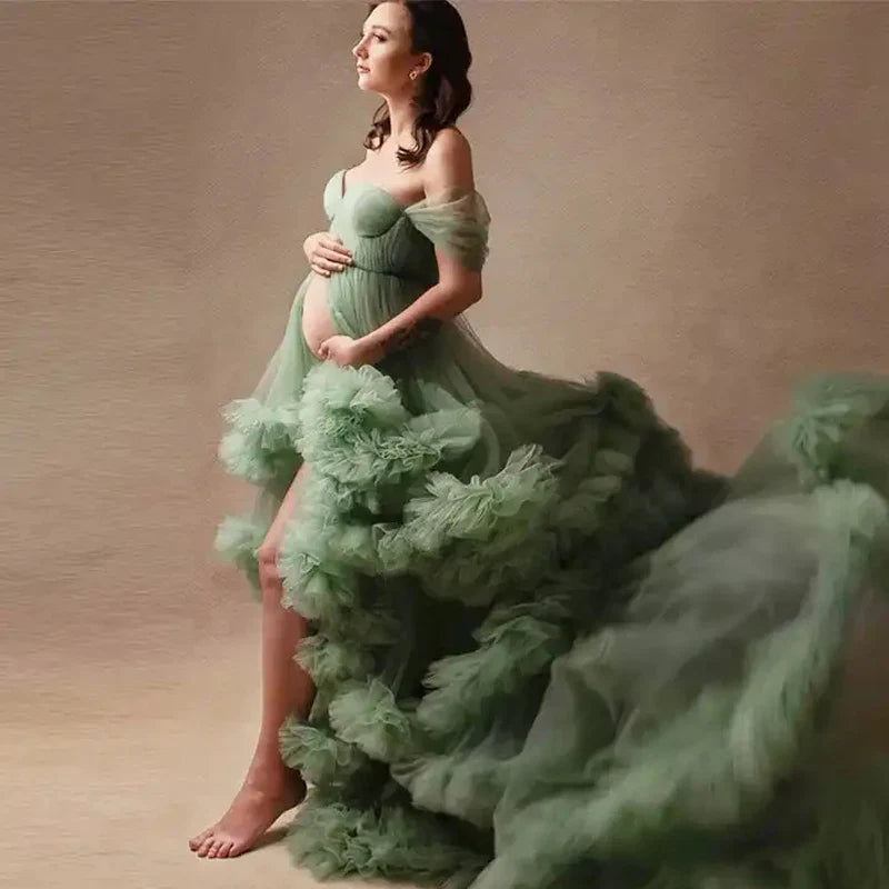 nvxiot - tulle robe photo dress Summer 3d Shoulderless Elegance Maternity Dress for Pregnant Women