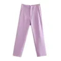nvxiot - 2024 New Chic Fashion Woman Pants Office Wear Pants for Women Vintage High Waist Zipper Fly Female Ankle Trousers Mujer Gothic