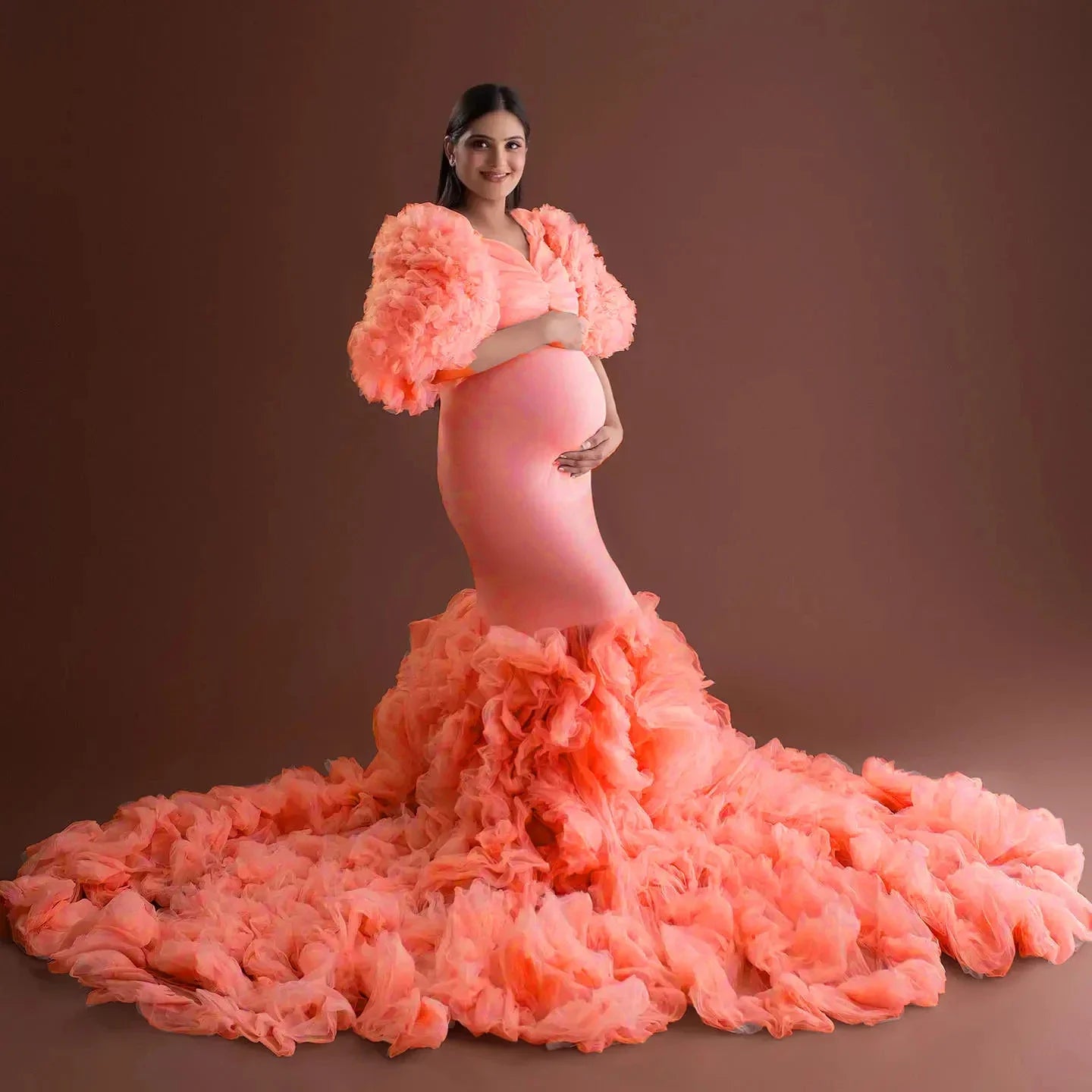 nvxiot - Mermaid Maternity Robe Photo Shoot Dress Baby Shower Women Dresses Maternity Gowns for Babyshower