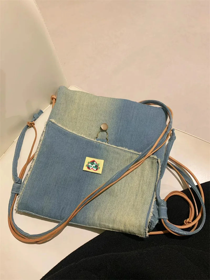 MQTIME - Denim Y2k Messenger Bags Women New High Steet Girls Casual Crossbody Bags Female Fairy Core Harajuku Bag Ladies