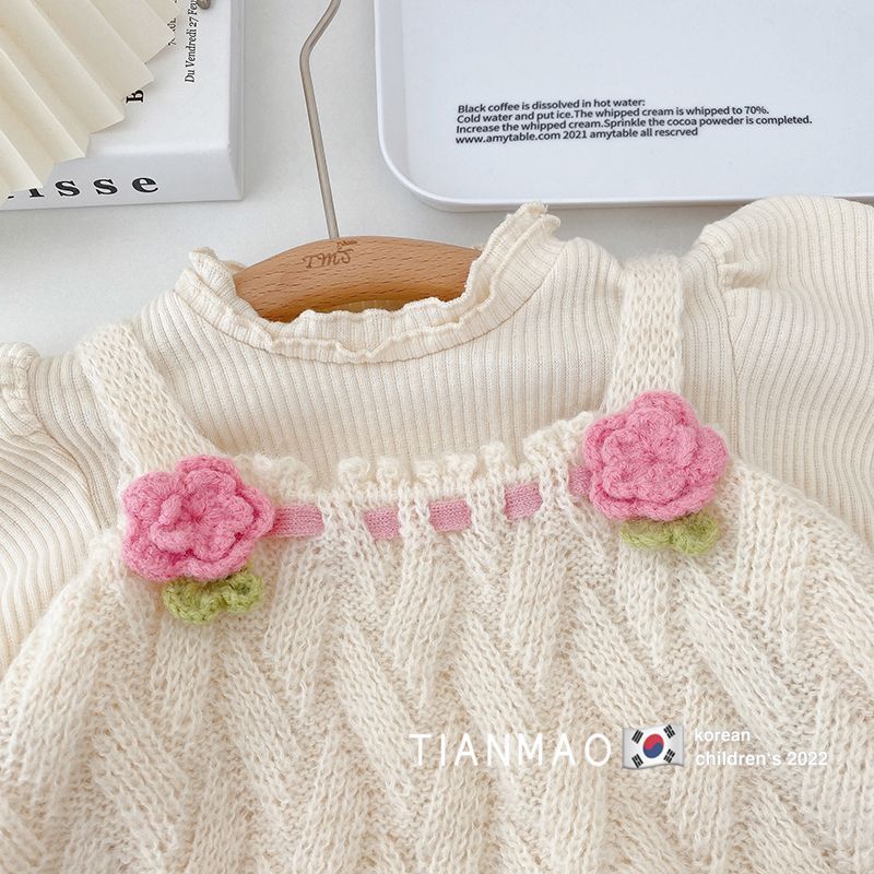 nvxiot Children Cute Tops Clothing Spring Autumn Girls Clothes Set New Fashion Korean Style knitting Vest Shirts Flare Pants Kids 3Pcs