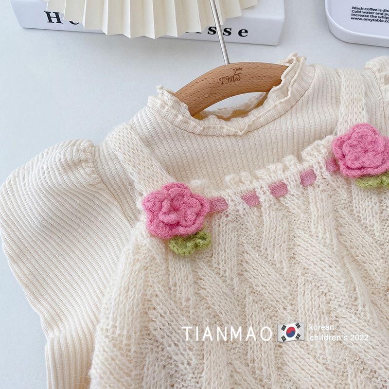 nvxiot Children Cute Tops Clothing Spring Autumn Girls Clothes Set New Fashion Korean Style knitting Vest Shirts Flare Pants Kids 3Pcs