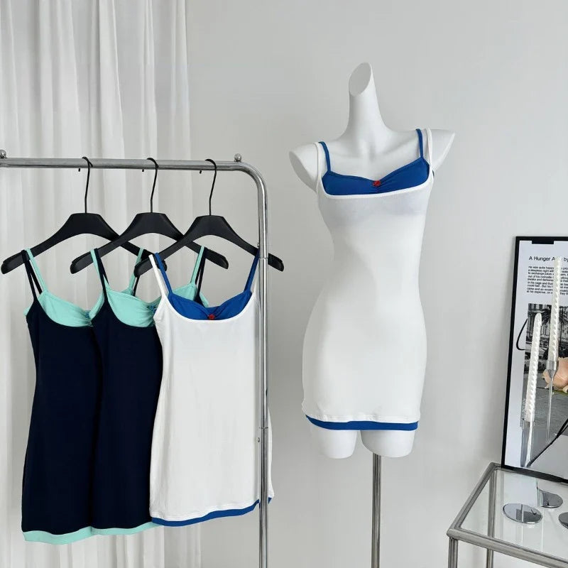 MQTIME - 2024 Summer New Sexy Slim Bodycon Dress Short Party Casual Y2k Mini Dress Chic Beach Sleeveless Korean Fashion Dress Woman
