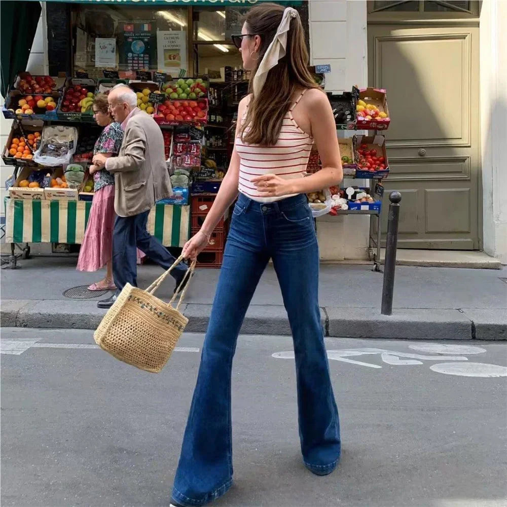 nvxiot Vintage clothes high waist skinny jeans woman korean streetwear women jeans blue flare jeans black pants denim y2k streetwear