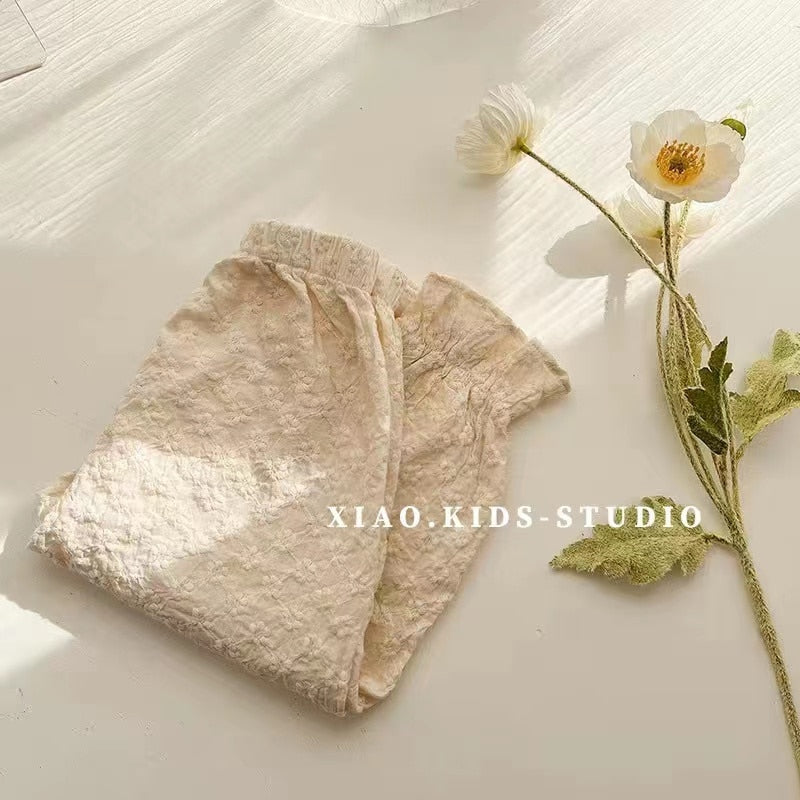 nvxiot Children's Casual Floral Pants Summer Cotton Breathable Girls Thin Solid Comfortable Loose Trousers Toddler Mosquito Pants Kids