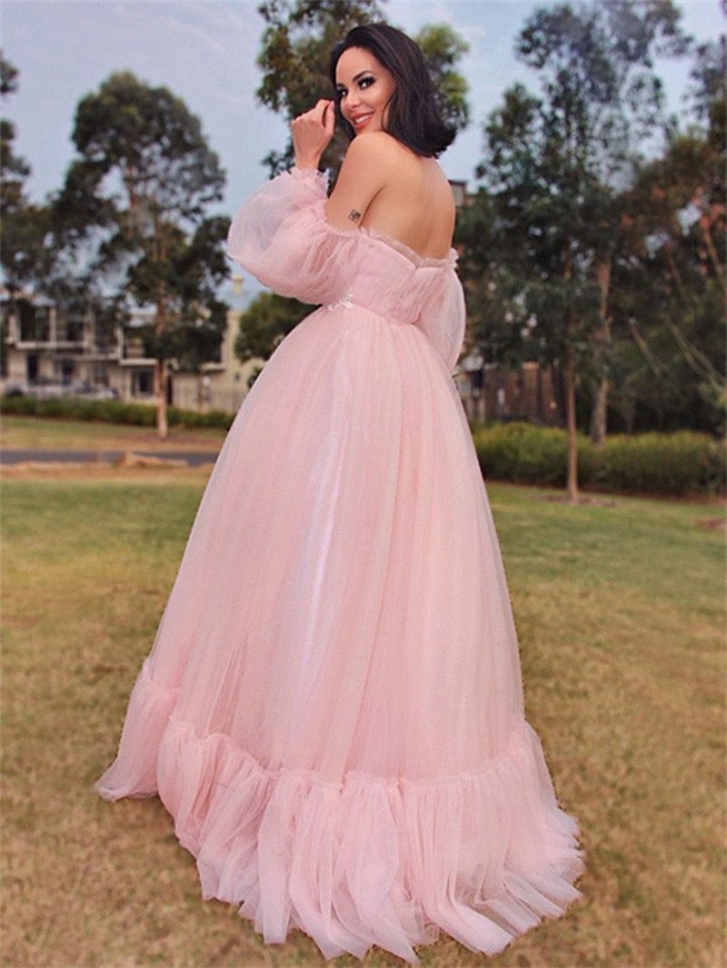 nvxiot Maternity Dresses For Baby Showers Sexy Long Tulle Pregnant Women Photography Shoot Party Wedding Pregnancy Maxi Gown Photo Prop
