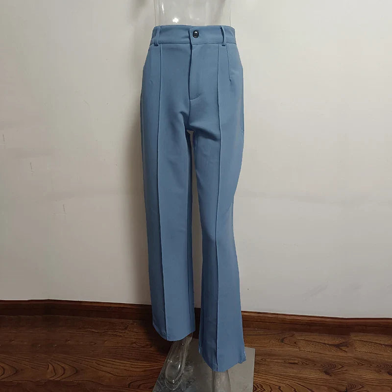nvxiot High Waisted Casual White Trousers Women Brown Stright Pants Office Lady Korean Style Women Pantalones De Mujer