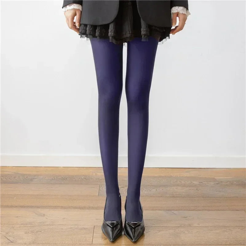 nvxiot - Fall Outfits 2024 Winter Sexy Female Stockings Leggings Skinny Patchwork Casual Solid High Waist Slim Streetwear Women's Pantyhose Lingerie