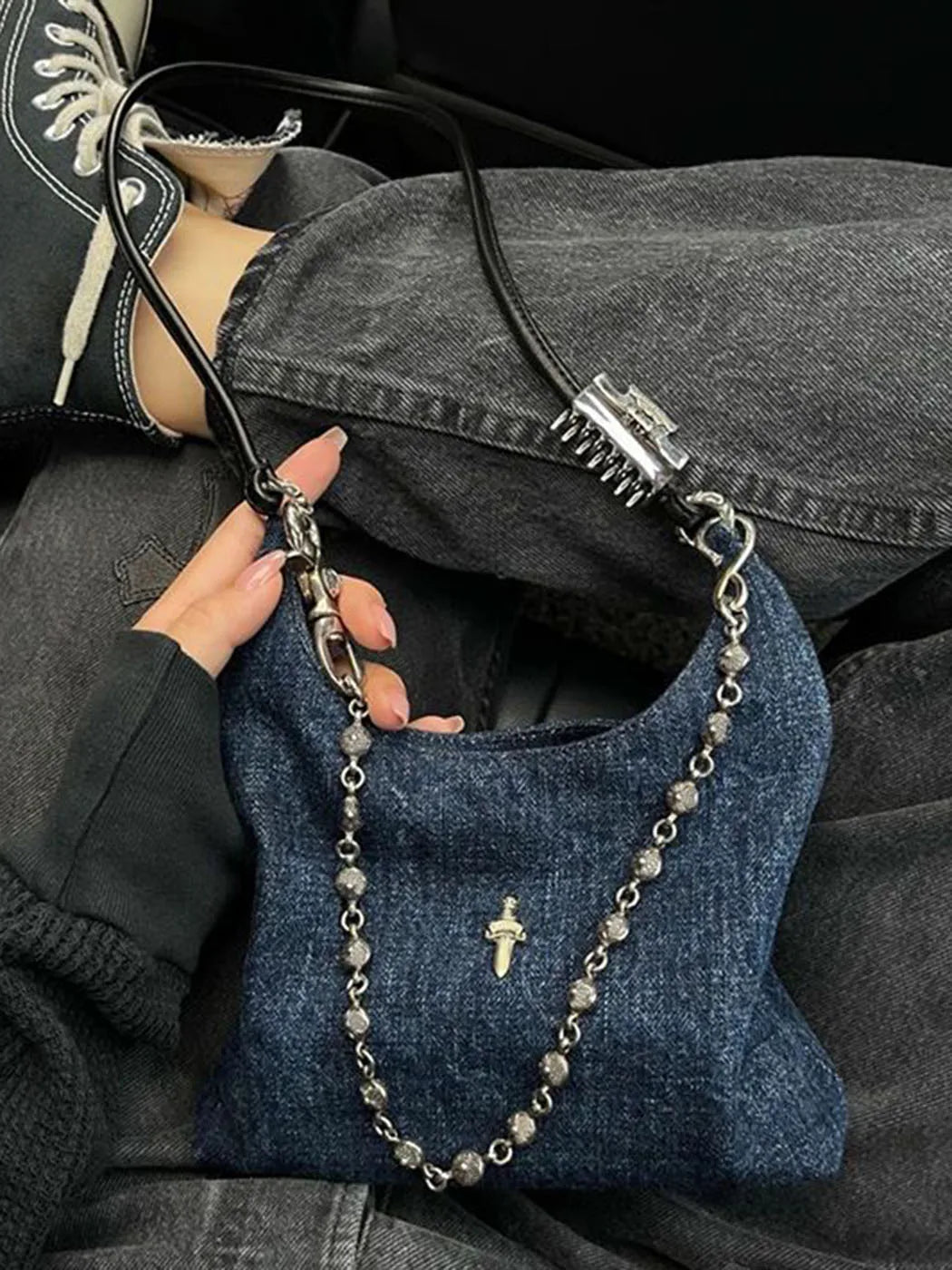 nvxiot - Vintage Y2k Handbags Women High Street Harajuku Casual Denim Shoulder Bag Female Harajuku Casual Crossbody Bag 2023 New