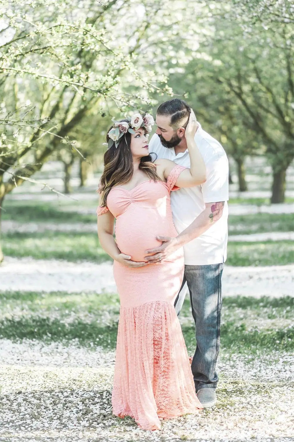nvxiot - Sexy Lace Mermaid Dress Maternity Photography Props Pregnant Off Shoulders Baby Shower Shoot Clothes Pregnancy Maxi Gown