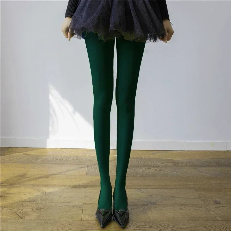 nvxiot - Fall Outfits 2024 Winter Sexy Female Stockings Leggings Skinny Patchwork Casual Solid High Waist Slim Streetwear Women's Pantyhose Lingerie