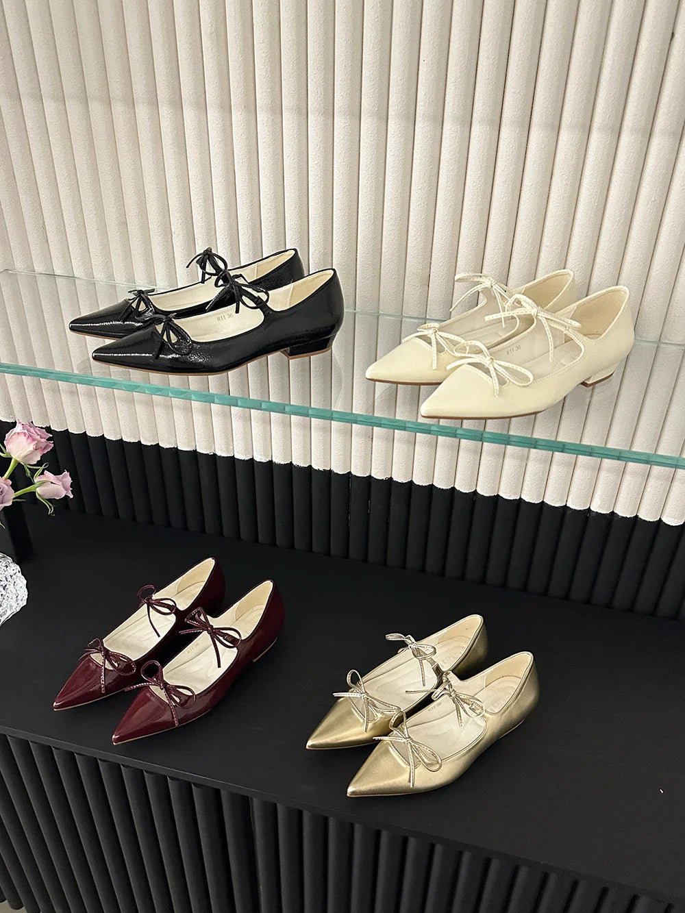 nvxiot Pointed Toe Women Loafers Fashion Bow Design Shallow Slip On Black White Red Gold 2024 New Arrivals Caual Size 35-39 Party Pumps