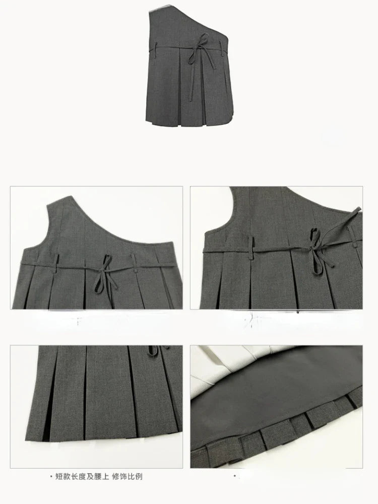 nvxiot - 2024 Summer Women Girl Irregular Strapless Tank Top Vintage Design Crop Top Coquette 2000s Aesthetic Old Gyaru Chic Cute