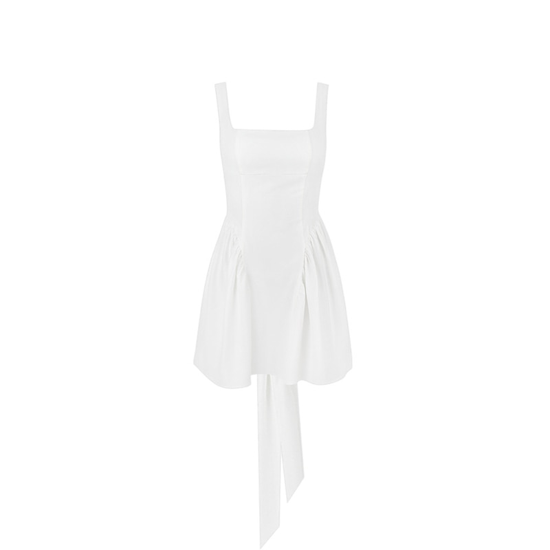 nvxiot White Dresses Women Suspender High Waist Backless Bandage Patchwork Mini Skirt Female Elegant Style Fashion 2023 New