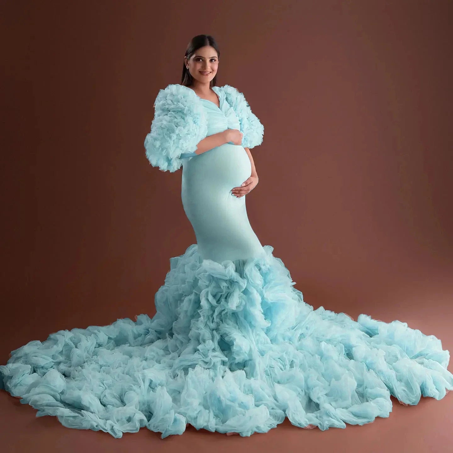 nvxiot - Mermaid Maternity Robe Photo Shoot Dress Baby Shower Women Dresses Maternity Gowns for Babyshower