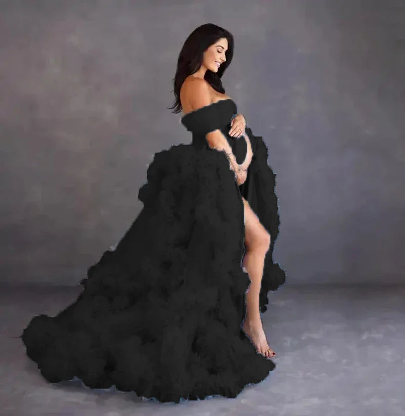 nvxiot - tulle robe photo dress Summer 3d Shoulderless Elegance Maternity Dress for Pregnant Women