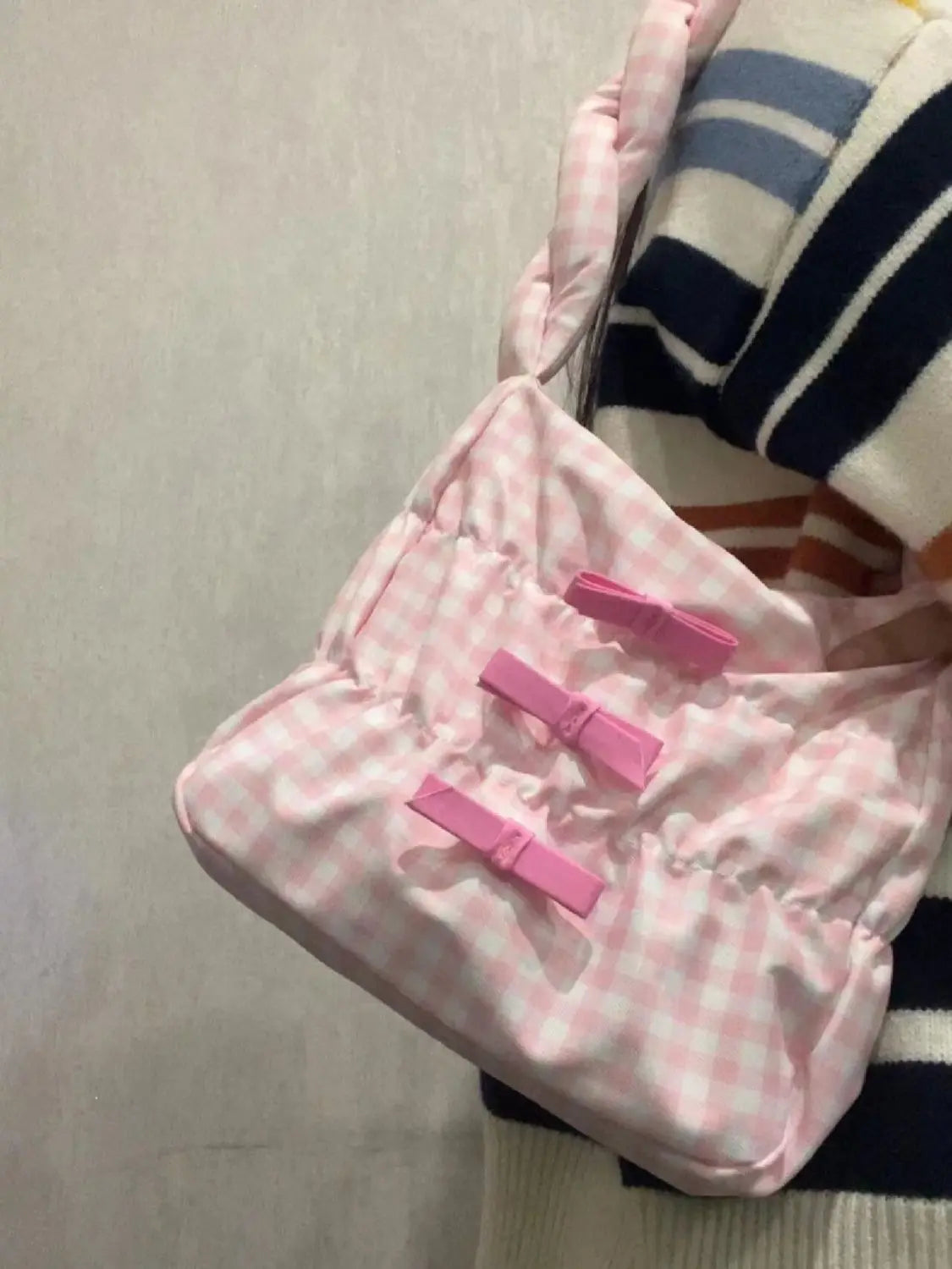 nvxiot - Sweet Cool Pink Plaid Handbag Women Vintage Preppy Style Canvas Soft Shoulder Bags Female Retro Fashion Underarm Bag