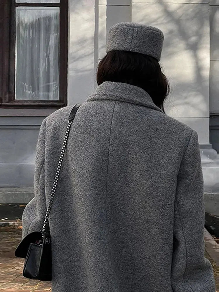 nvxiot - Solid Warm Elegant Women Coat Turn-down Collar Long Sleeve Jacket Casual Winter Autumn Long Outerwears Lady Fashion Loose Coats