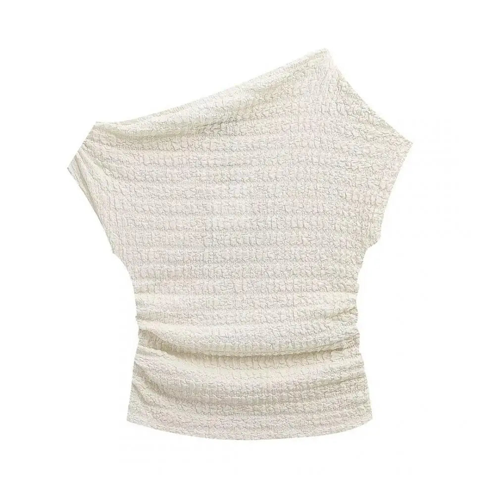 nvxiot - Woman Knitted Wide Leg Pants Set Asymmetric Textured Crop Tops Spring Summer Solid Casual Commuting Suits 2024 Fashion Lady Wear