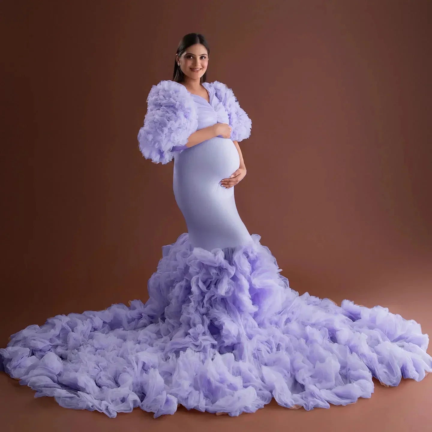nvxiot - Mermaid Maternity Robe Photo Shoot Dress Baby Shower Women Dresses Maternity Gowns for Babyshower
