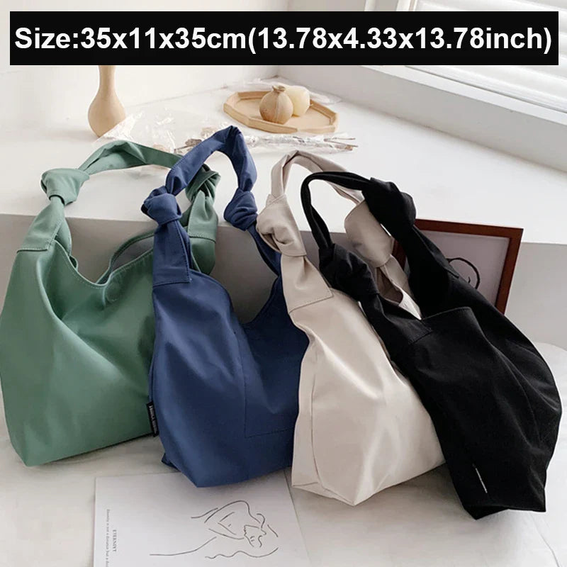 nvxiot Large Capacity Nylon Shoulder Bags Women Tote Casual Style Solid Color Big Handbag Black/White/Green/Blue INS Fashion Female Bag