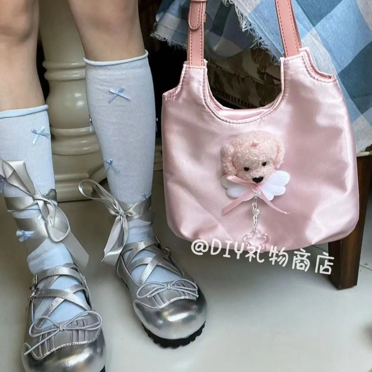 nvxiot - Sweet Cool Pink Handbag Women Retro Hot Girls Satin Chic Soft Y2k Bags Ladies Vintage Dog Cute Underarm Bag Aesthetic