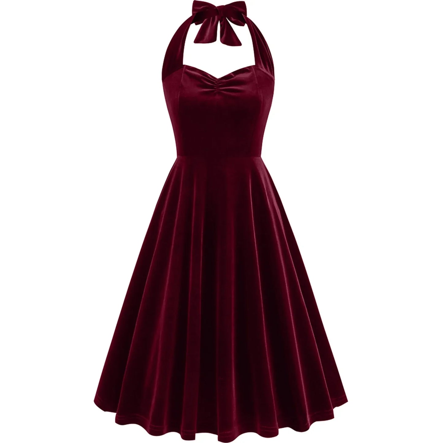 MQTIME - Sexy Retro Red Dress Summer Sleeveless Audrey Hepburn Vintage Halter Dress 50s 60s Gothic Pin Up Rockabilly Dress Robes 2024