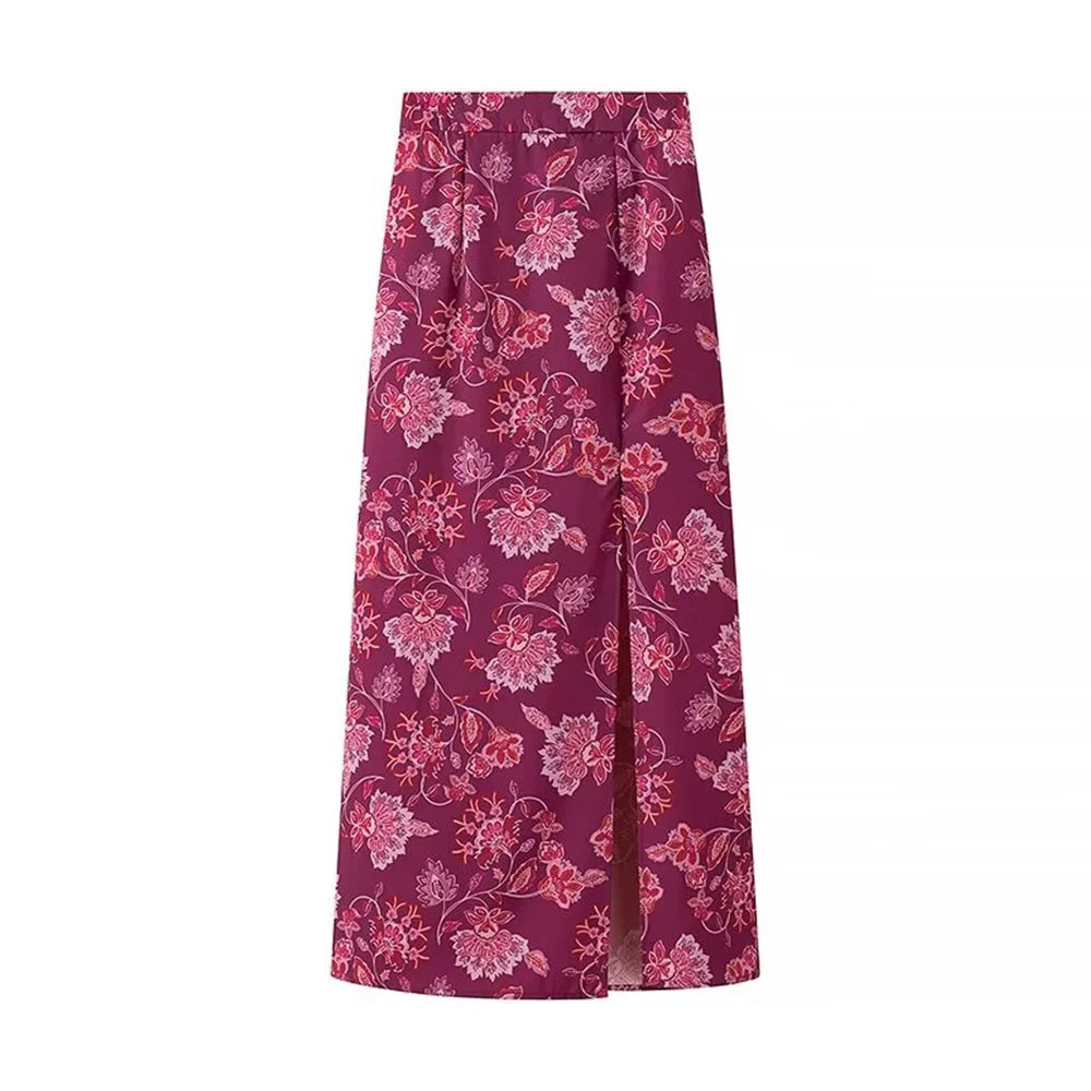 MQTIME - 2024 Summer New Product Women's Sexy One Piece Collar Top High Waist Straight Tube Split Skirt Casual Set