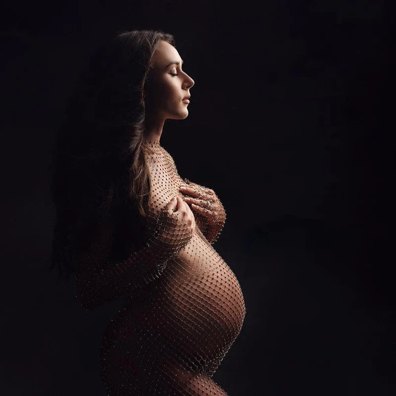 nvxiot - Sexy Elegant Transparent Maternity Photography Dresses Bodysuit Pregnancy Dress Pregnant Photographer Shoot Prop Accessories