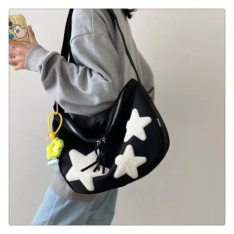 nvxiot - Star Y2k Messenger Bag Women New Harajuku Cute Canvas Casual Tote Crossbody Bag Ladies Red Bolsa Mujer Aesthetic