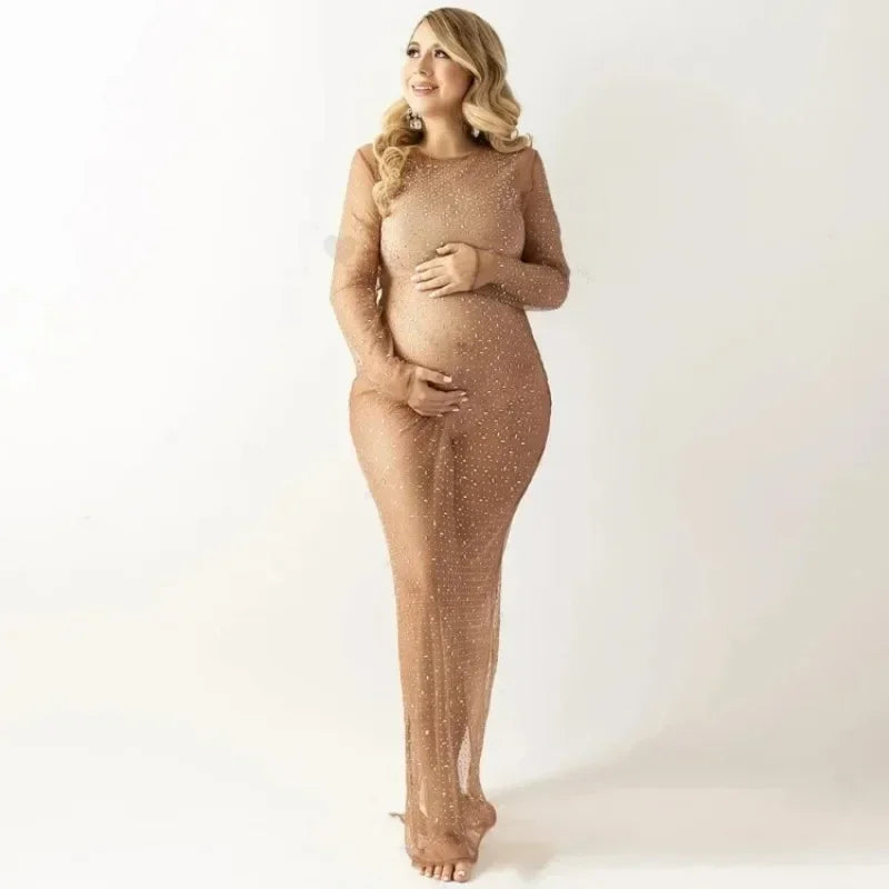 nvxiot - Maternity Shiny Dress for Photoshoot Sparkling Maternity Gown Baby Shower Платье Для Беременных Ropa Vestidos Para Embarazadas