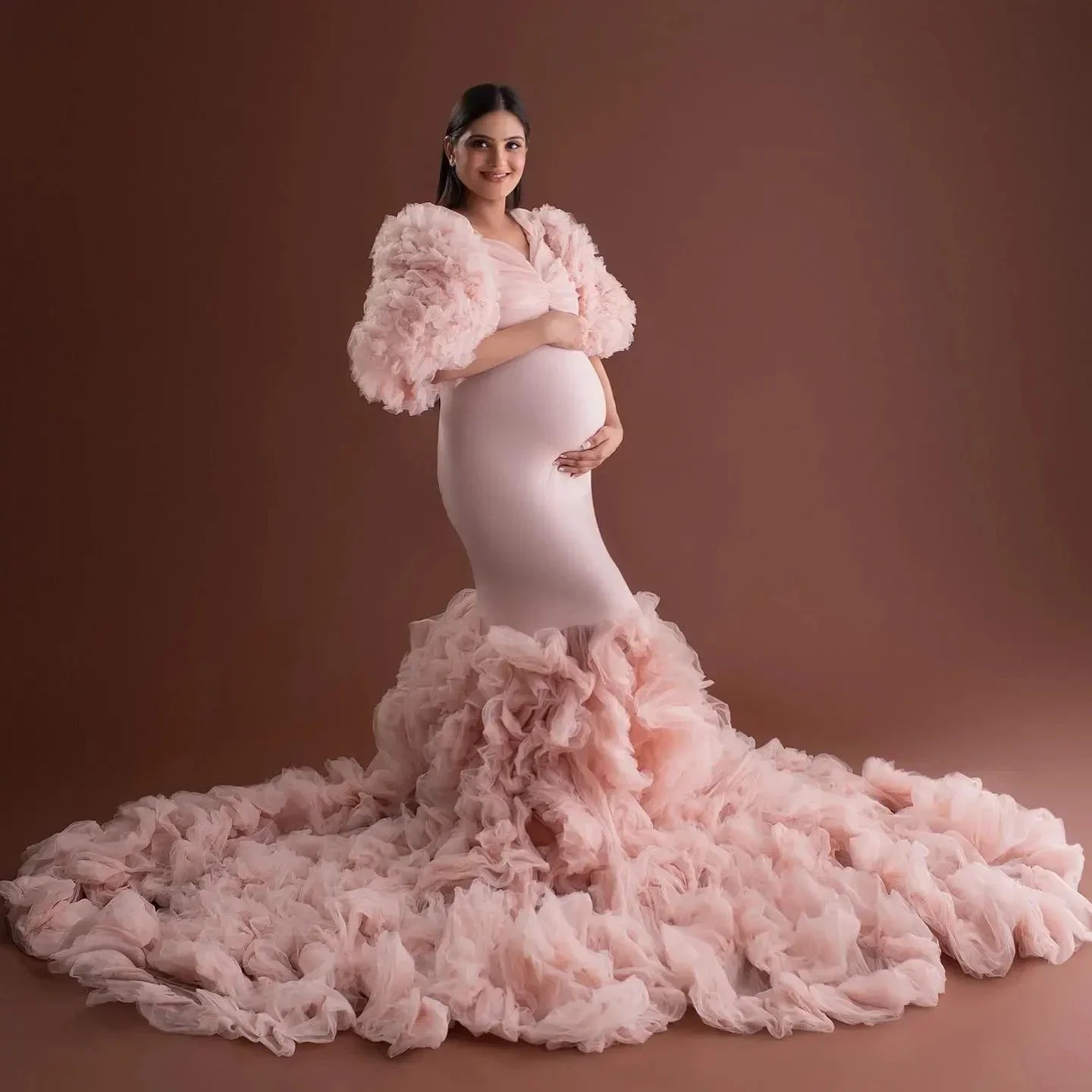 nvxiot - Mermaid Maternity Robe Photo Shoot Dress Baby Shower Women Dresses Maternity Gowns for Babyshower