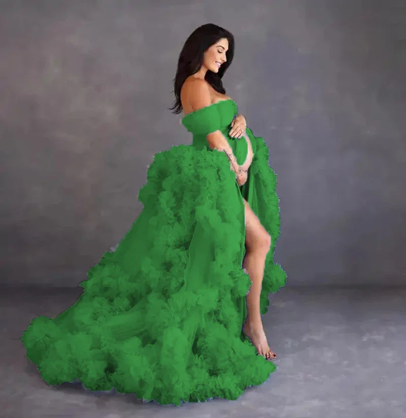 nvxiot - tulle robe photo dress Summer 3d Shoulderless Elegance Maternity Dress for Pregnant Women