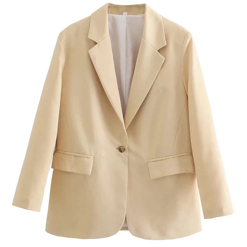nvxiot Casual A Buckle Classic Blazers Jackets For Women Long Sleeve With Pockets Office Ladies Coats