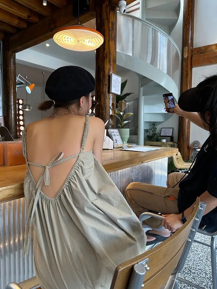 MQTIME - French Fashion Camisole Tank Top Jumpsuit for Women New Summer Korean Loose Fitting Romper Wide Leg Casual Shorts Women Clothing