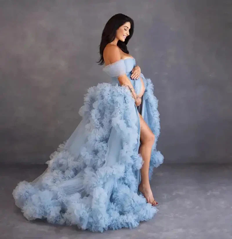 nvxiot - tulle robe photo dress Summer 3d Shoulderless Elegance Maternity Dress for Pregnant Women
