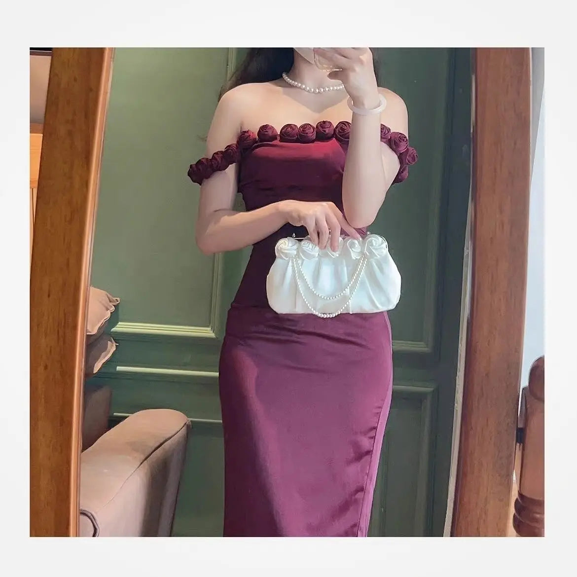 nvxiot - Fairycore White Hand Bag Purse Women Chinese Style Pearl Chic Elegant Messenger Bag Ladies Handle Y2k Handbag Aesthetic