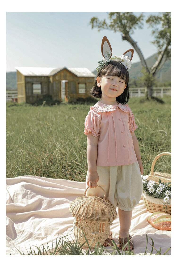 Summer Baby Girls Princess Dress Children Clothes Cotton Short Sleeve Blouse Top+Pants Suits Kids Party pastoral Floral skirt