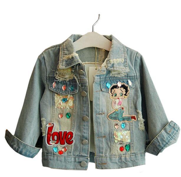 nvxiot New Autumn Children Clothing Girls Denim Jacket Baby Girl Outerwear Coat Jackets Kids Tops Jeans Wear Denim Embroidered Mermaid