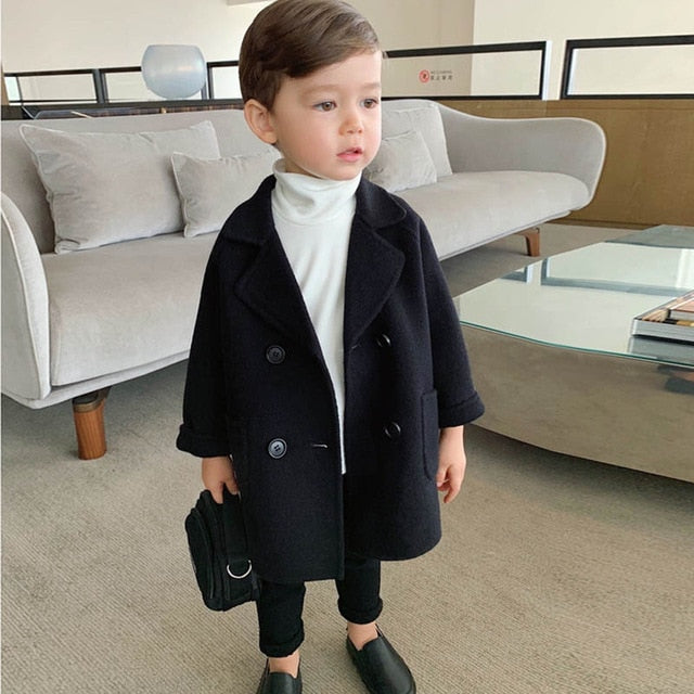 nvxiot High Quality Lattice Children Coat Wool Coat For Boys Fashion Autumn Winter Jacket Boy Windbreaker Kids Winter Overcoat 6 Y