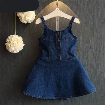 nvxiot Summer Baby Girls Denim Backless Dresses Toddler Kids Overalls Jeans Dress Fashion Children Bull-puncher Sundress Girls Clothes