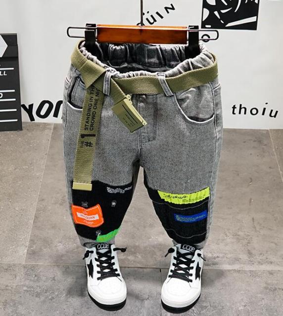 nvxiot Brand Kids Boys Jeans Pants Spring and Autumn Soft Children Baby Elastic Waist Cartoon Cotton Denim Pants for Boys Girls 2-6year