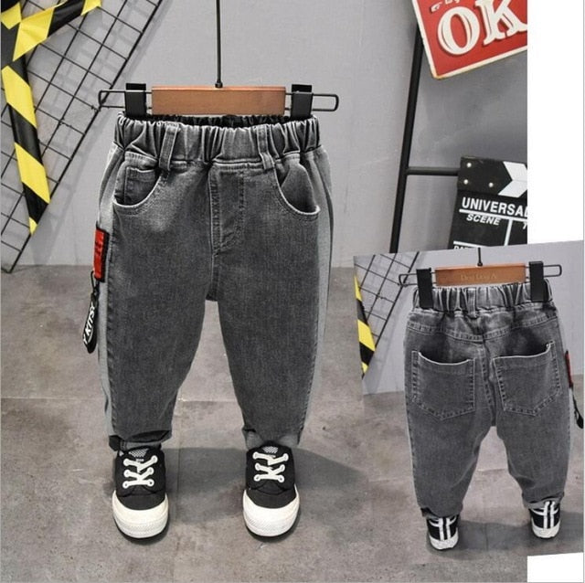 nvxiot Brand Kids Boys Jeans Pants Spring and Autumn Soft Children Baby Elastic Waist Cartoon Cotton Denim Pants for Boys Girls 2-6year