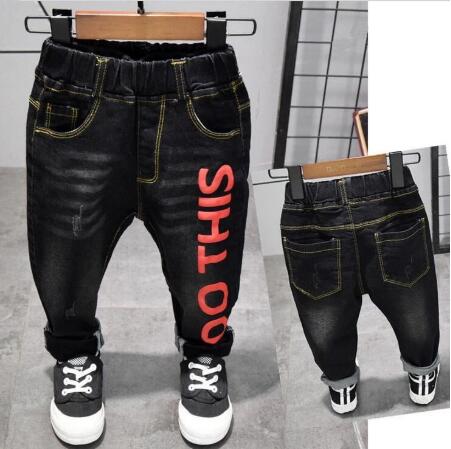 nvxiot Brand Kids Boys Jeans Pants Spring and Autumn Soft Children Baby Elastic Waist Cartoon Cotton Denim Pants for Boys Girls 2-6year
